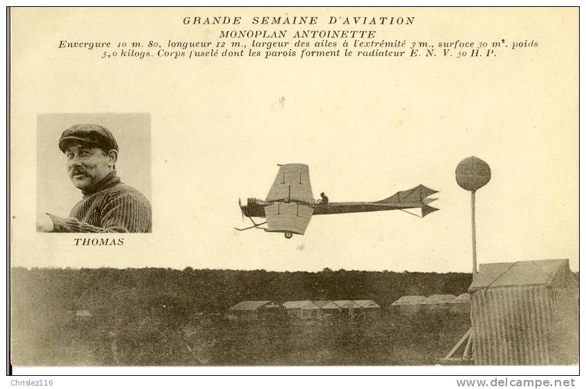 Grande Semaine D´Aviation Monoplan Antoinette Piloté Par THOMAS - Meetings