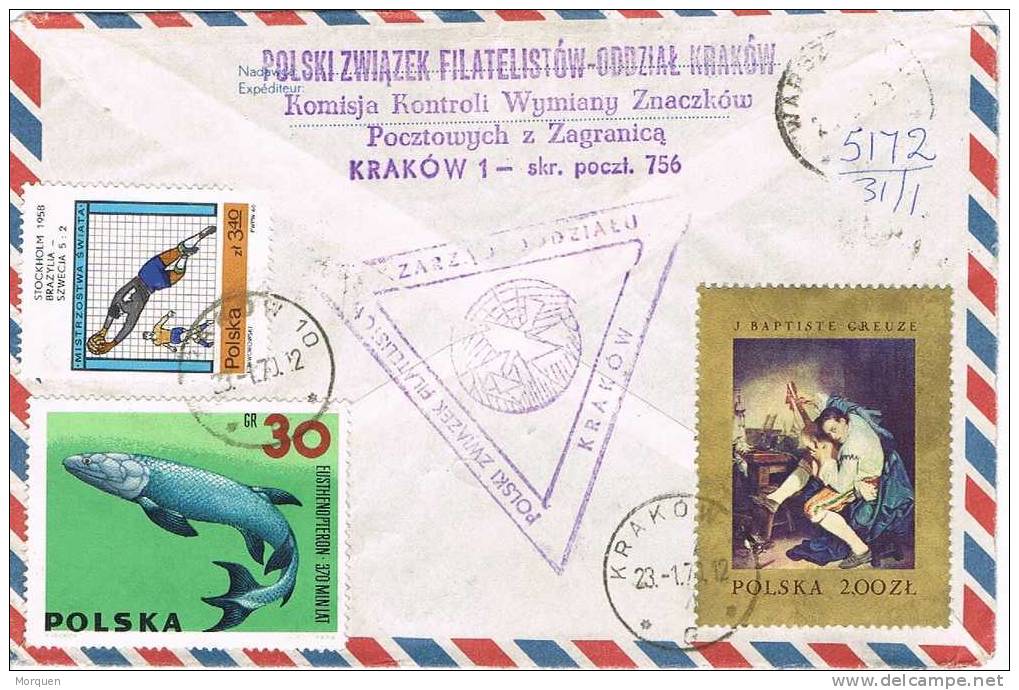 Entero Postal Certificado Aerea KRAKOW (Polonia) 1970 A Sud Africa - Covers & Documents
