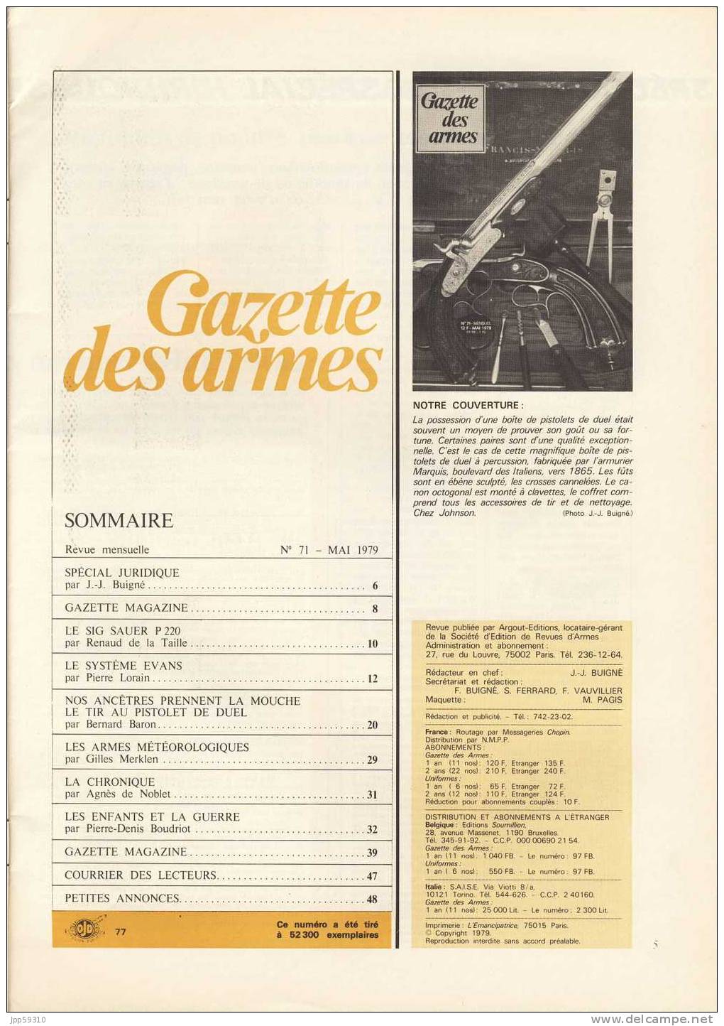 Revue : GAZETTE DES ARMES - N° 71 - Mai 1979 * - Armi