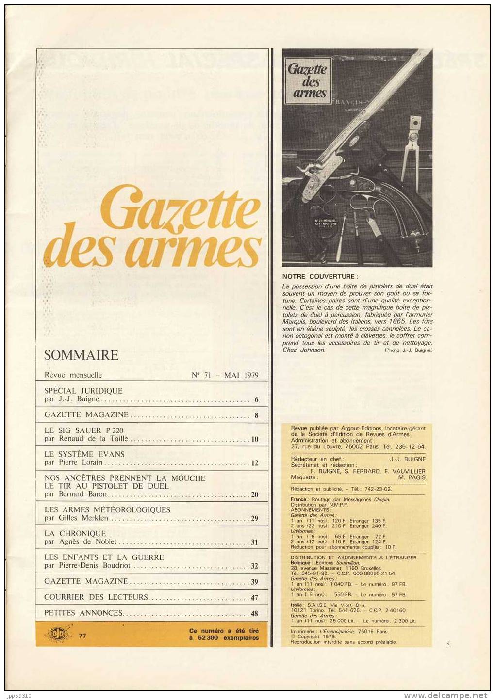 Revue : GAZETTE DES ARMES - N° 71 - Mai 1979 * - Armas