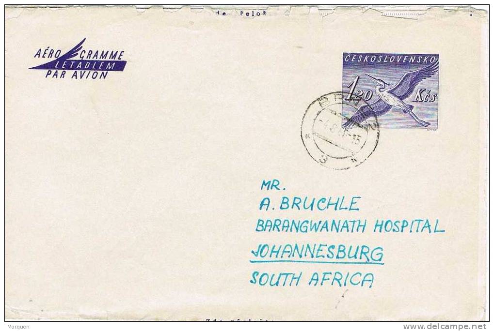 Aerograma BRNO 1969 (Checoslovaquia)  A Sudafrica - Airmail