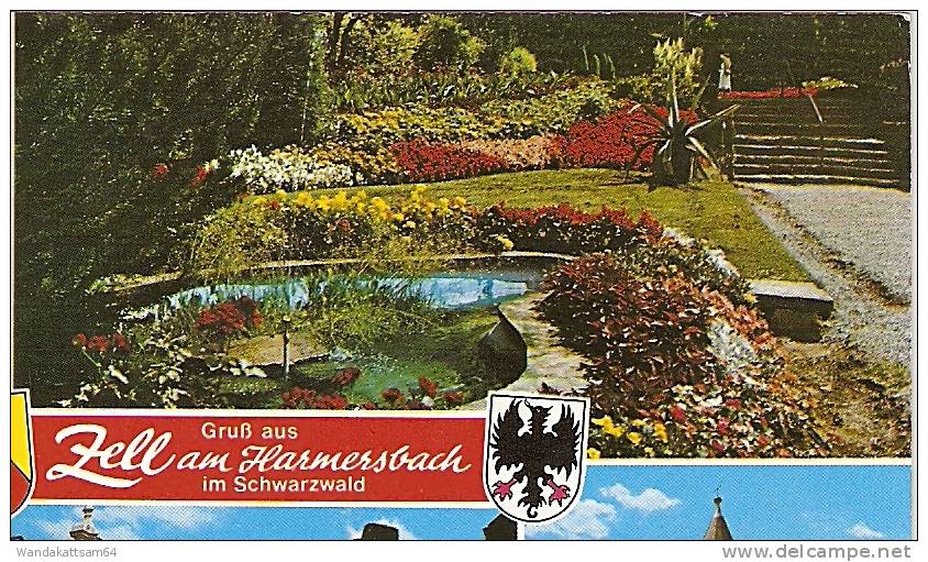 AK 195 Zell Am Harmersbach Im Schwarzwald Gruß Aus Mehrbildkarte 4 Bilder Straßenpartie Türme Parkanlage 26.2..93-18 - Haslach