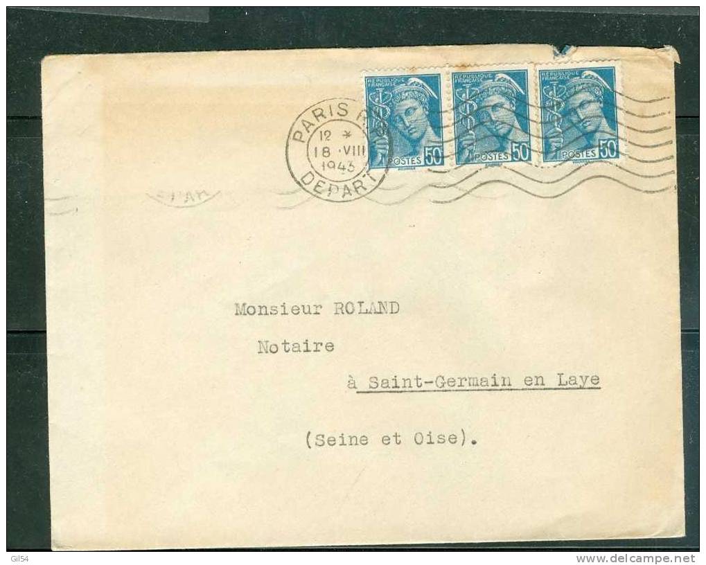 Yvert N°414A X 3 Sur Lettre En 1943  Po3511 - 1938-42 Mercurio