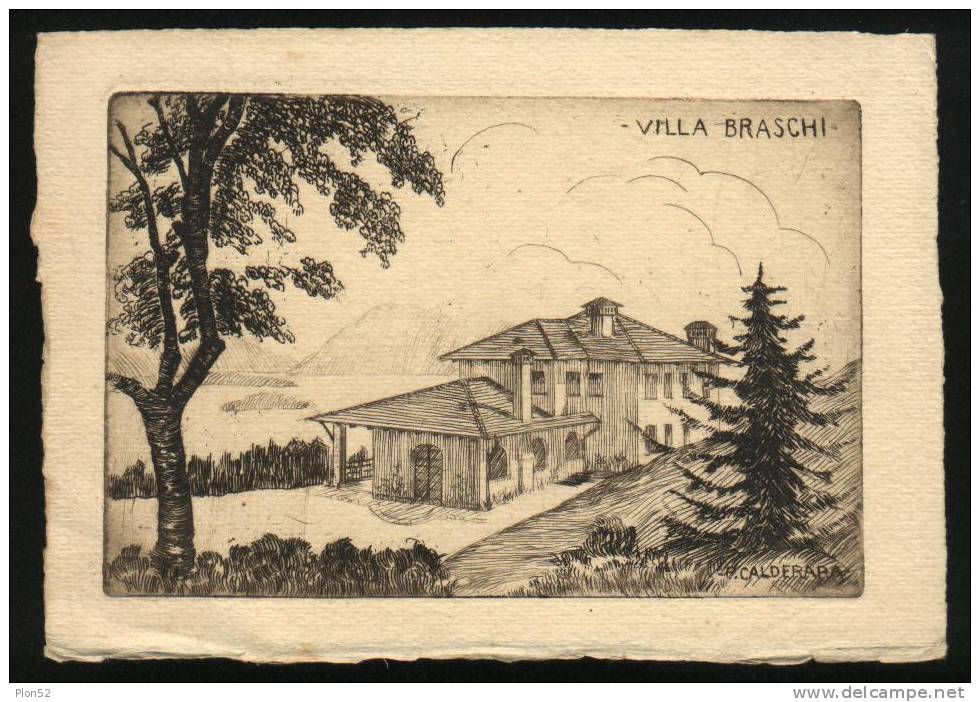 2559-BAVENO(VERBANIA)-VILLA BRASCHI-ILLUSTRATORE P. CALDERARA-1942-FG - Verbania