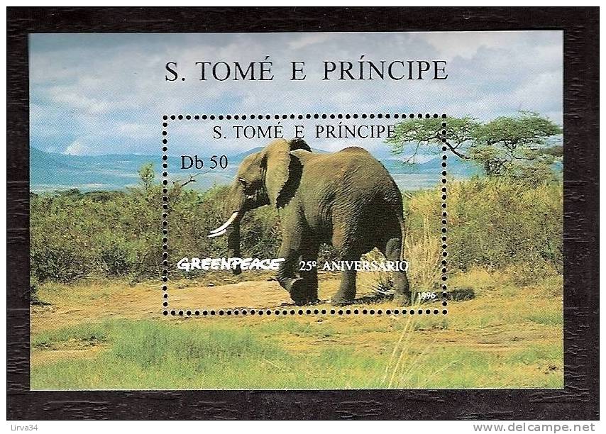 ELEPHANTS : -  TOMÉ E PRINCIPE- BF SURCHARGE GREENPEACE 1996 - - Elefanten