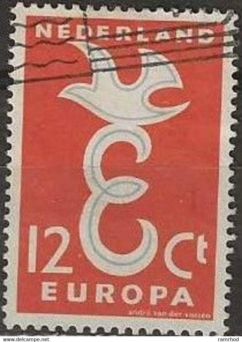 NETHERLANDS 1958 Europa - 12c. - Blue And Red FU - Oblitérés