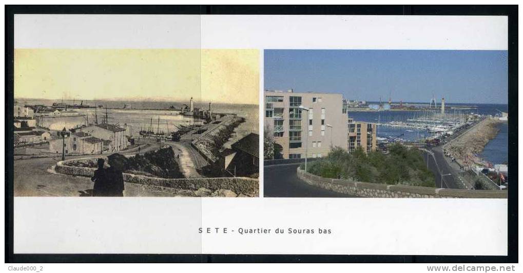 SETE STEREOSCOPIQUE .  Quartier Du Souras  Bas ( Une Carte Postale 1900 Et Meme Photo Récente .Voir Recto - Verso (E510) - Stereoscope Cards