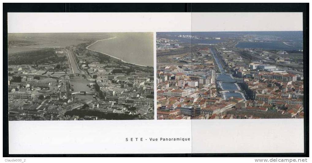 SETE DOUBLE PHOTO .  Vue Panoramique.  Une Carte Postale  1900 Et Meme Photo Récente .Voir Recto - Verso (E511) - Stereoscope Cards