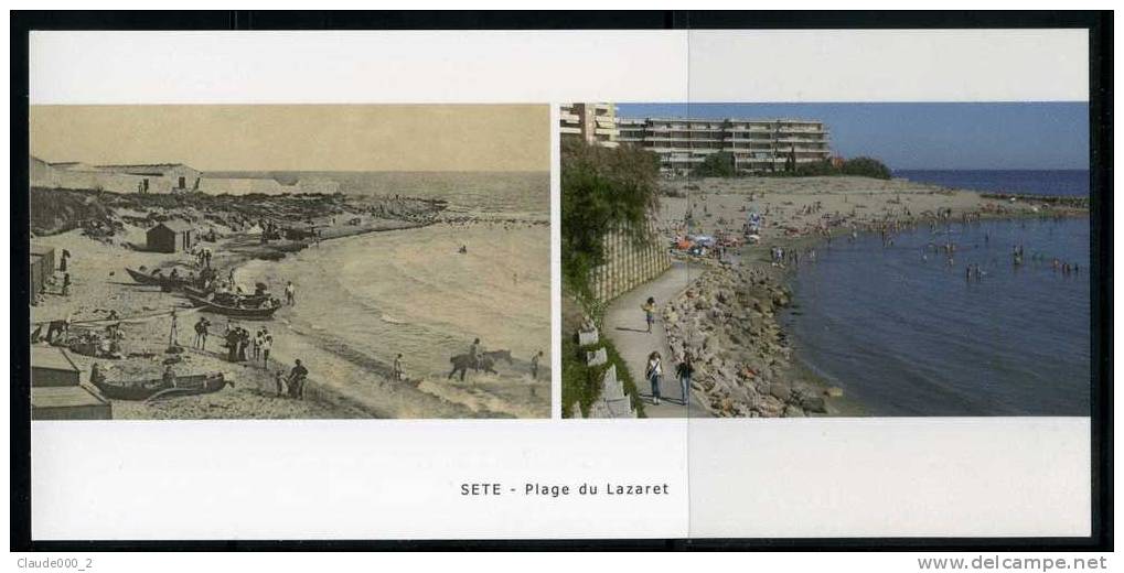 SETE STEREOSCOPIQUE .  Plage Du Lazaret.  Une Carte Postale  1900 Et Meme Photo Récente .Voir Recto - Verso (E514) - Cartes Stéréoscopiques