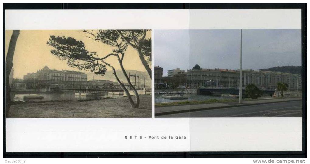 SETE STEREOSCOPIQUE .  Pont De La Gare.  Une Carte Postale  1900 Et Meme Photo Récente .Voir Recto - Verso (E515) - Stereoscope Cards