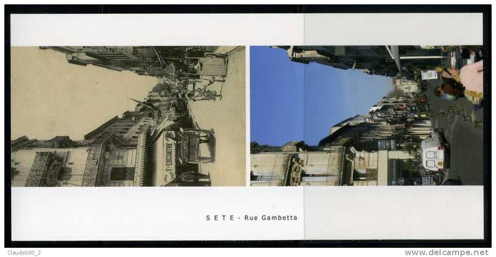 SETE STEREOSCOPIQUE .  Rue Gambetta.  Une Carte Postale  1900 Et Meme Photo Récente .Voir Recto - Verso (E516) - Stereoscope Cards