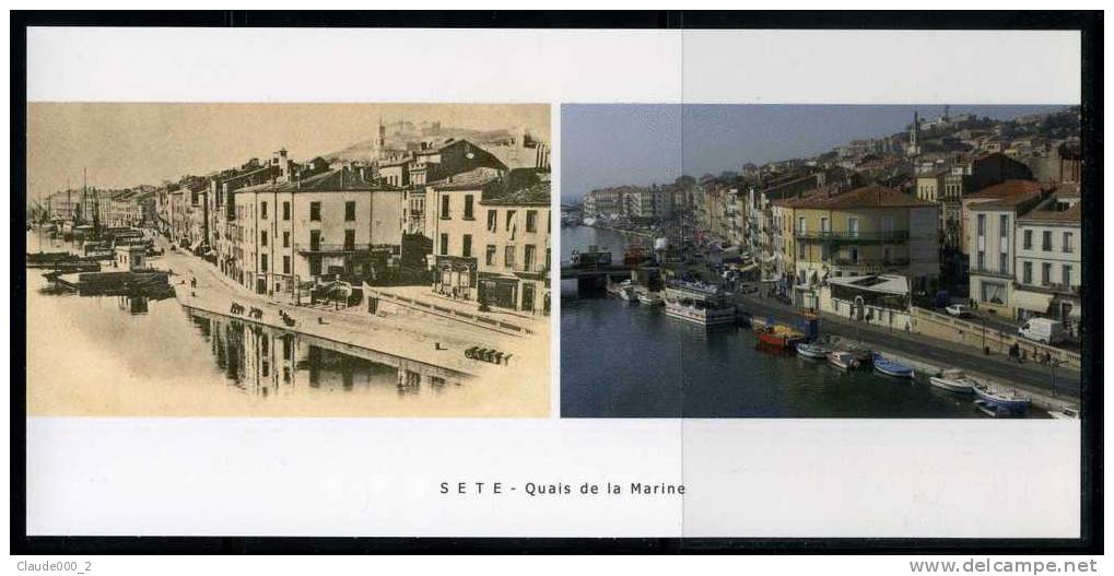 SETE STEREOSCOPIQUE .  Quai De Le Marine.  Une Carte Postale  1900 Et Meme Photo Récente .Voir Recto - Verso (E520) - Cartes Stéréoscopiques