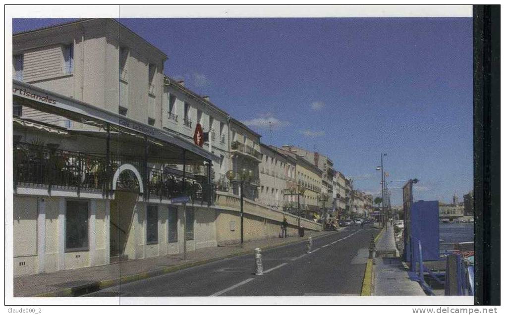 SETE  STEREOSCOPIQUE .  Quai De La Résistance.  Une Carte Postale 1900 Et Meme Photo Récente .Voir Recto - Verso (E523) - Cartes Stéréoscopiques