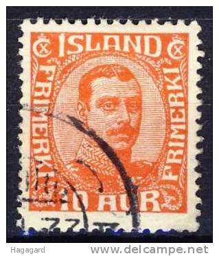 #Iceland 1920. King Christian X. Michel 89. Cancelled(o) - Used Stamps