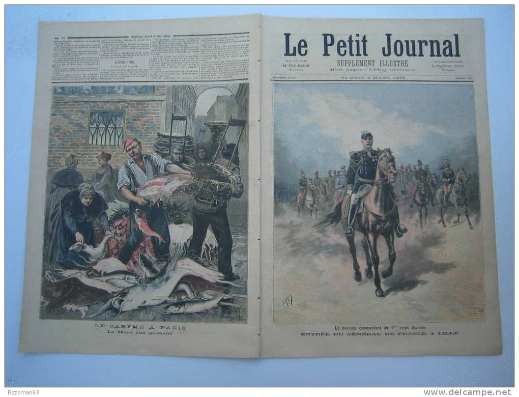 LE PETIT JOURNAL N° 0119 04/03/1893 LA HALLE AUX POISSONS A PARIS + - Le Petit Journal