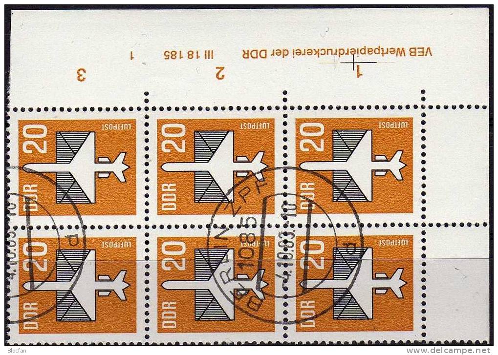 Druckvermerk Luftpost 1983 DDR 2832 Plus DV O 3€ Flugzeug Mit Brief Topic Air-mail Se-tenant Of GDR Germany - Perforiert/Gezähnt