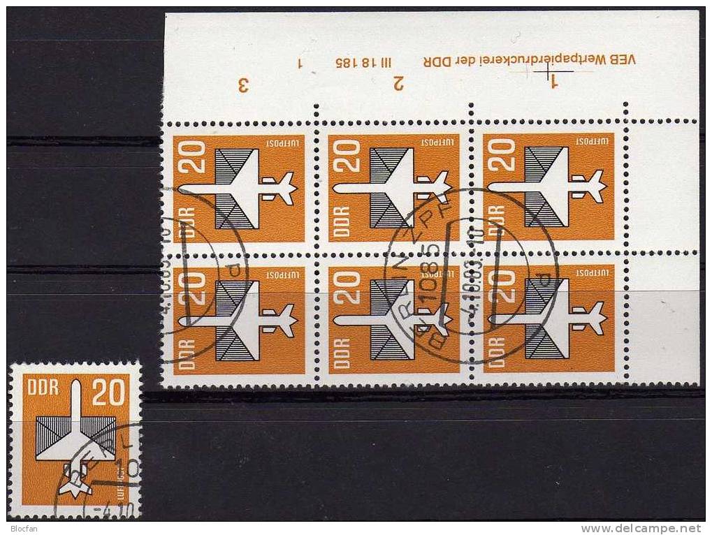 Druckvermerk Luftpost 1983 DDR 2832 Plus DV O 3€ Flugzeug Mit Brief Topic Air-mail Se-tenant Of GDR Germany - Perforés