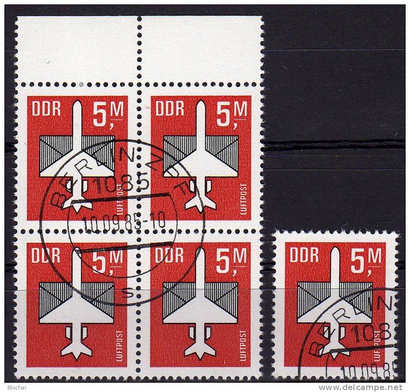 Luftpost-Serie 1985 DDR 2967 Plus 4-Block O 9€ Stilisiertes Flugzeug Mit Brief Ms Mail Bloc Ss Sheet Bf GDR Germany - Sonstige (Luft)