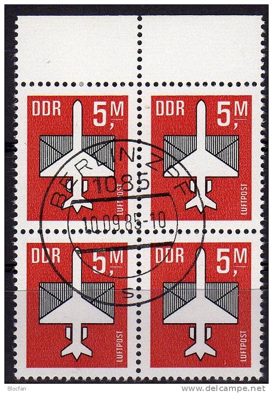 Luftpost-Serie 1985 DDR 2967 Plus 4-Block O 9€ Stilisiertes Flugzeug Mit Brief Ms Mail Bloc Ss Sheet Bf GDR Germany - Sonstige (Luft)