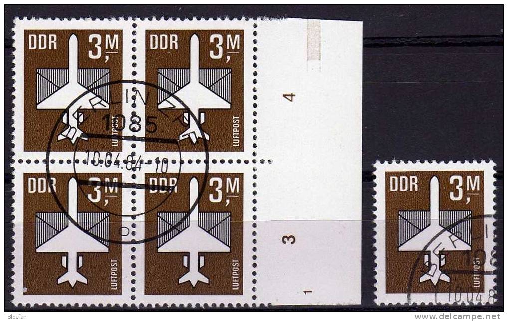 Luftpost-Serie 1984 DDR 2868+4-Block O 10€ Stilisiertes Flugzeug Mit Brief Ms Air Mail Bloc Ss Sheet Bf GDR Germany - Sonstige (Luft)