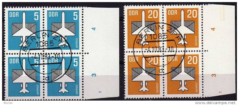 Luftpost-Serie 1982 DDR 2831/2+4-Block O 2€ Stilisiertes Flugzeug Mit Brief Air Mail Bloc S/s Sheets Bf GDR Germany - Sonstige (Luft)