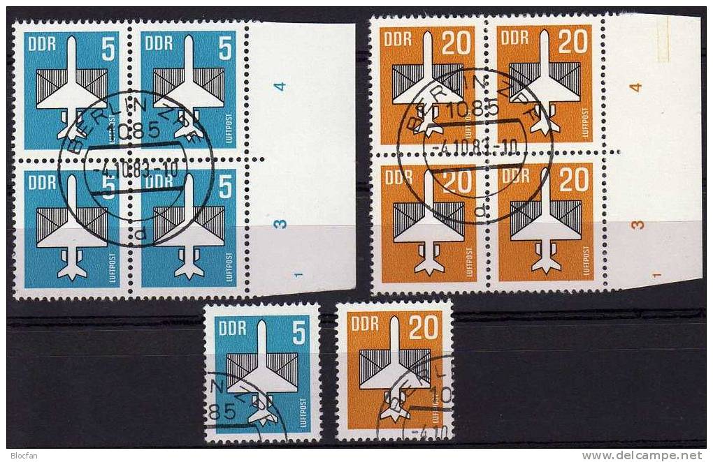 Luftpost-Serie 1982 DDR 2831/2+4-Block O 2€ Stilisiertes Flugzeug Mit Brief Air Mail Bloc S/s Sheets Bf GDR Germany - Sonstige (Luft)