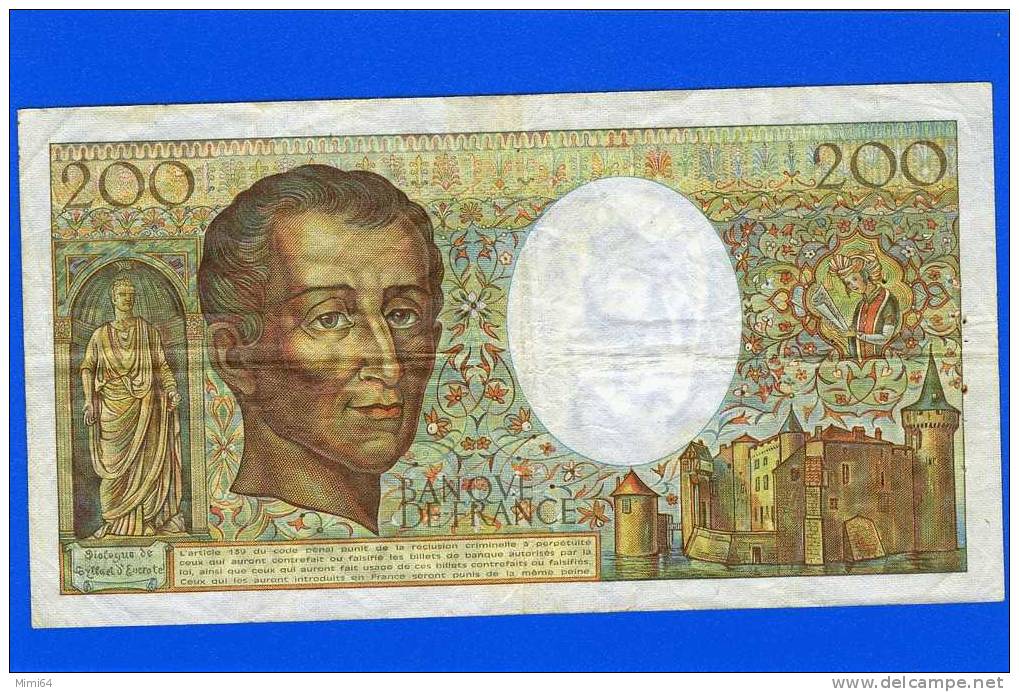 DEUX CENTS FRANCS . 200 F .  1981 . H . 005 .  ETAT   VOIR SCAN - 200 F 1981-1994 ''Montesquieu''