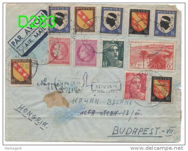 Yvert 676+679+713+716+755x3+756x2+757x2+777 Used To Hungria 17.04.1947 - Caixa #8 - 1945-54 Maríanne De Gandon