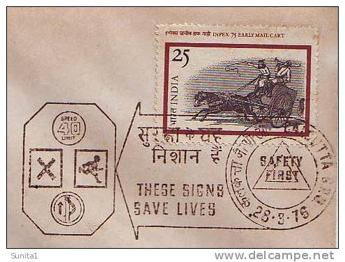 Road Safety Sign, Accident, School, India, Pictorial Postmark - Accidents & Road Safety
