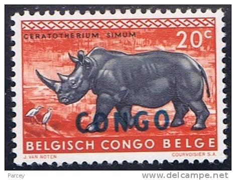 Congo Belge NEUF** Rhinocéros. Surchargé. - Rhinoceros