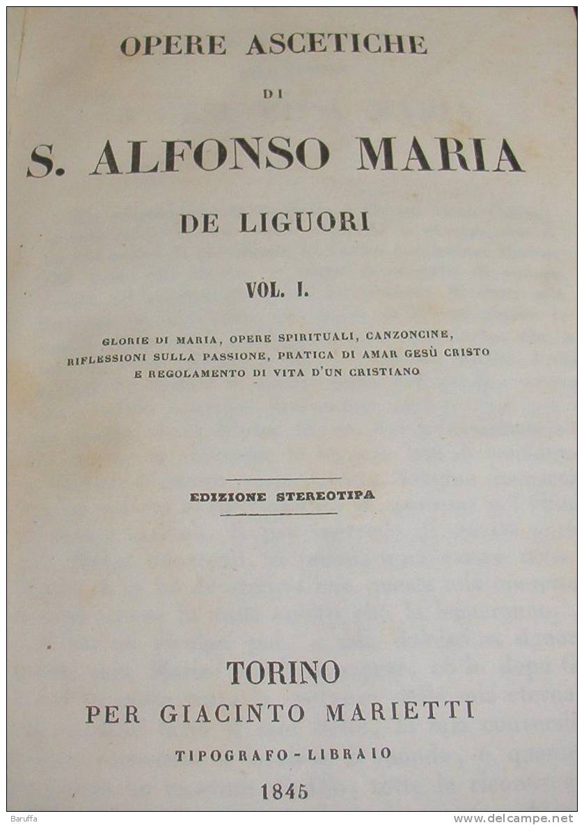 S ALFONSO MARIA DE LIGUORI OPERE 9 VOLUMI COMPLETI ´800 - Libri Antichi