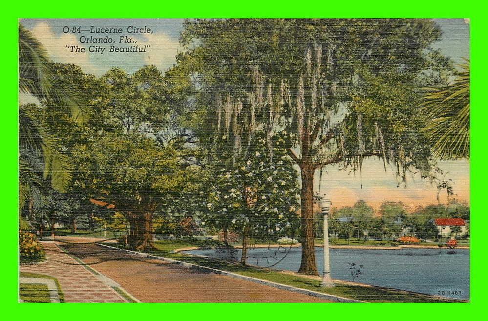 ORLANDO, FL. - LUCERNE CIRCLE - CARD TRAVEL IN 1947 - ORANGE NEWS CO - - Orlando