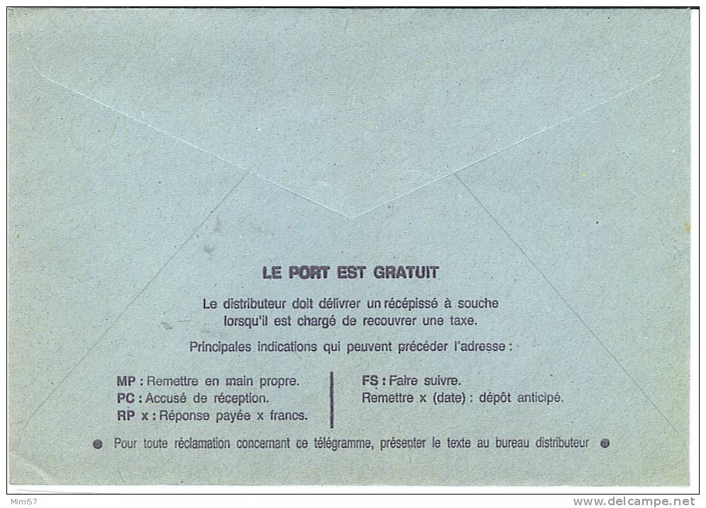 Enveloppe TELEGRAMME Avec Le Télégramme De 1985 De Thionville - Télégraphes Et Téléphones