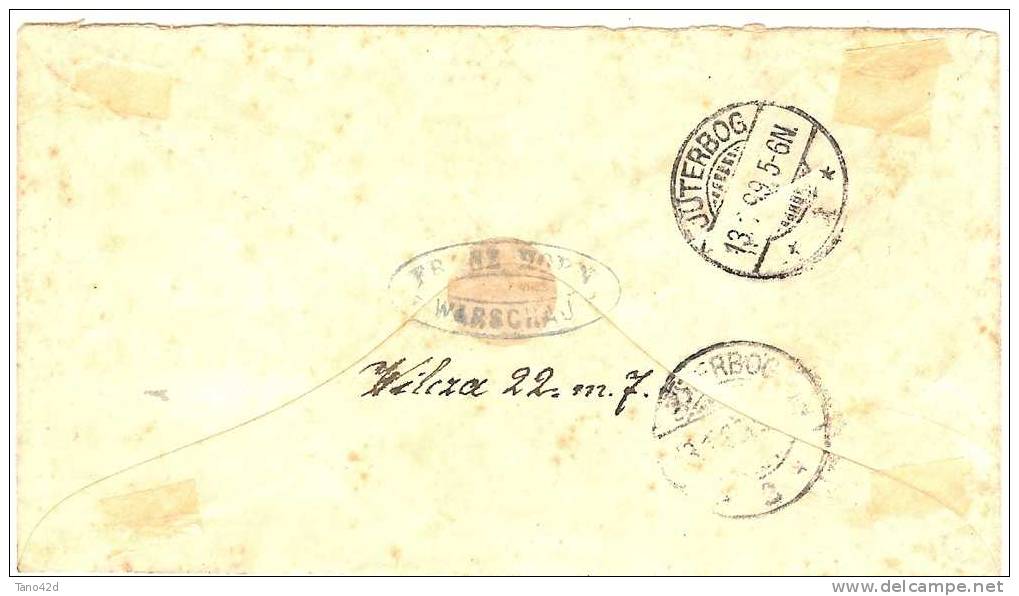 REF LRD5 - EMPIRE RUSSE - ENTIER POSTAL ENVELOPPE 10k  145x80mm  VOYAGEE VARSOVIE / BERLIN JANVIER 1899 - Interi Postali