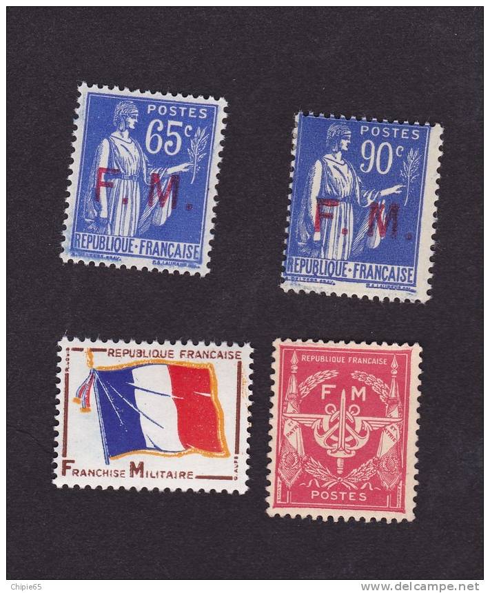 TIMBRES FRANCHISE MILITAIRE NEUFS** SANS TRACE DE CHARNIERE N°8 9 12 13 - Military Postage Stamps