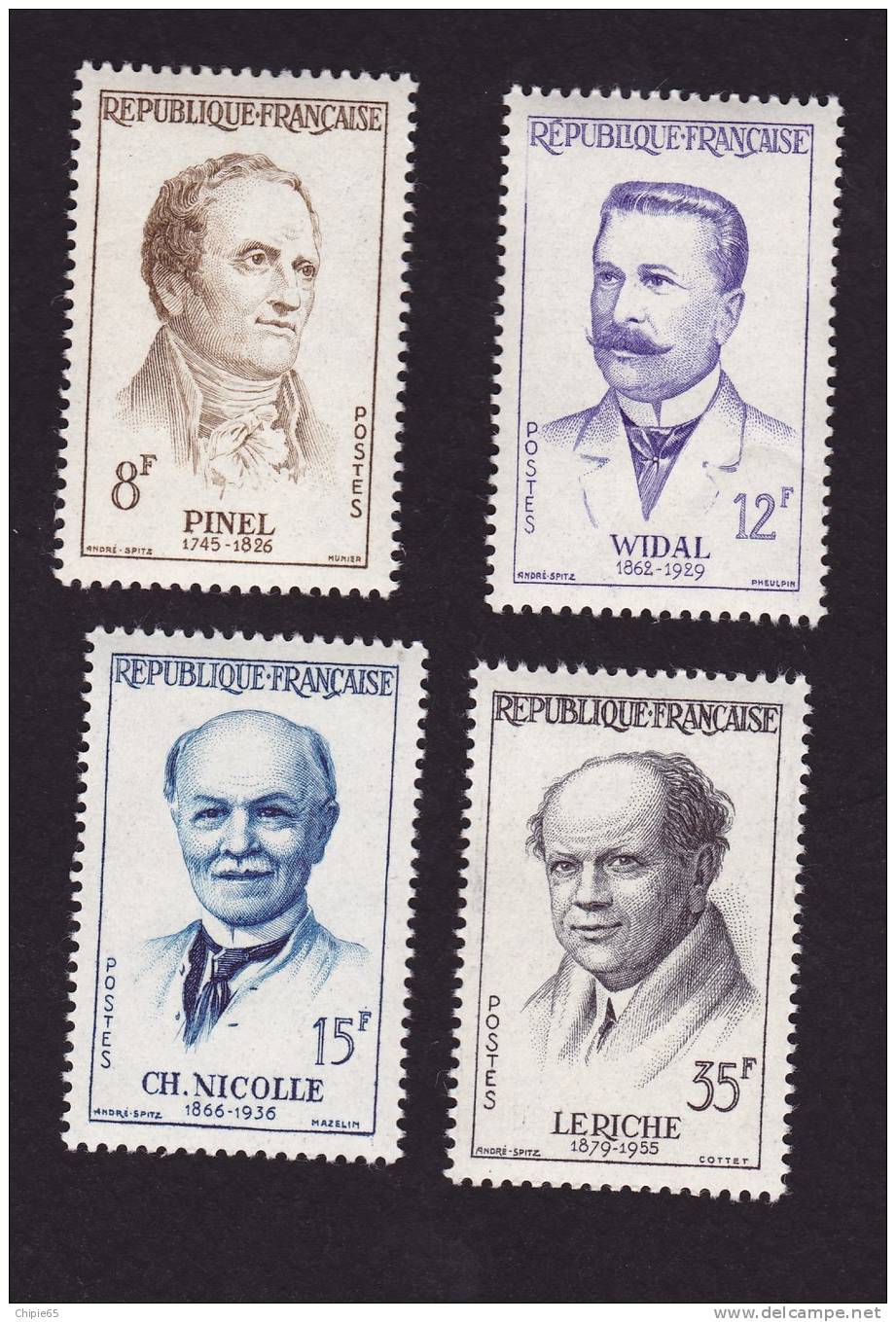 SERIE LES GRANDS MEDECINS 1958 TIMBRES NEUFS** SANS TRACE CHARNIERE - N°1142 1143 1144 1145 - Collections