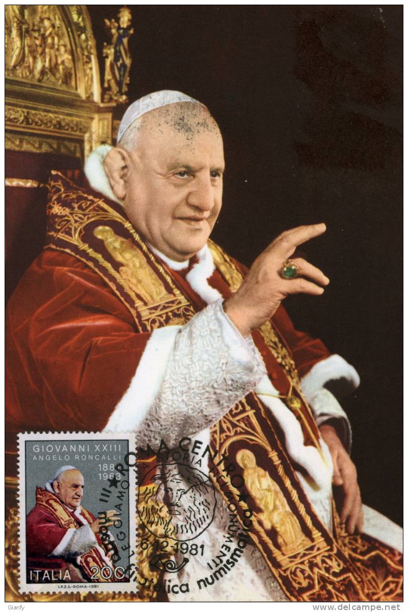 ITALIA ITALY ITALIE MAXIMUM MAXIMA MAXI CARD PAPA GIOVANNI XXIII 1981 PERFETTA  FDC - Cartoline Maximum