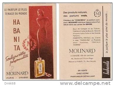 HABANITA  - MOLINARD  - CARTE PARFUMEE - PERFUME CARD - Oud (tot 1960)