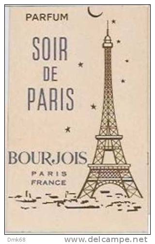 SOIR DE PARIS - BOURJOIS - CARTE PARFUMEE -  PERFUME CARD - - Vintage (until 1960)