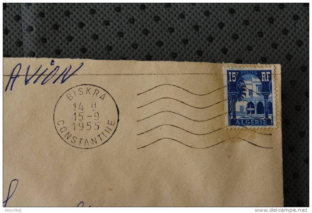 CONSTANTINE BISKRA ALGERIE:EX COLONIE FRANCAISE-ENVELOPPE MARCOPHILIE AFF 2 TIMBRES PAR AVION-HORLOGERIE PRECISION - Guerra D'Algeria