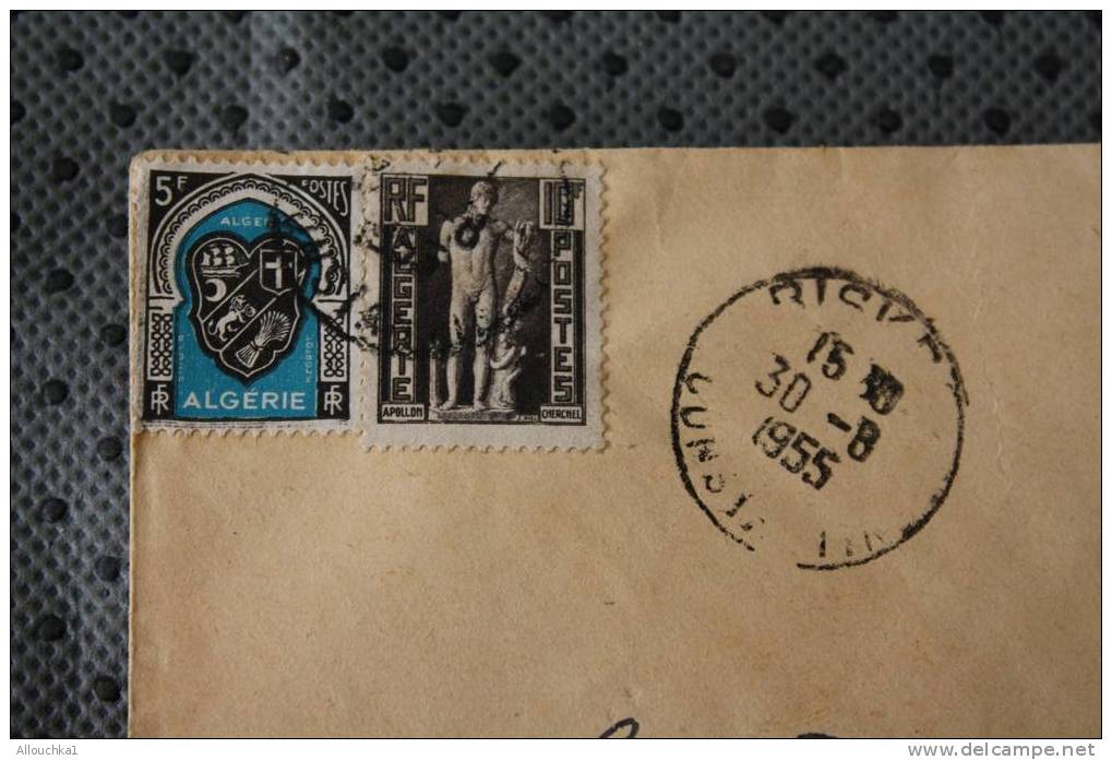 CONSTANTINE BISKRA ALGERIE:EX COLONIE FRANCAISE-ENVELOPPE MARCOPHILIE AFF 2 TIMBRES PAR AVION-HORLOGERIE PRECISION - Guerre D'Algérie