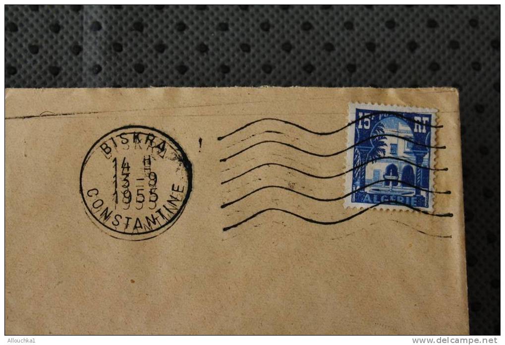 CONSTANTINE BISKRA ALGERIE:EX COLONIE FRANCAISE-ENVELOPPE MARCOPHILIE AFF 2 TIMBRES PAR AVION-HORLOGERIE PRECISION - Guerra D'Algeria