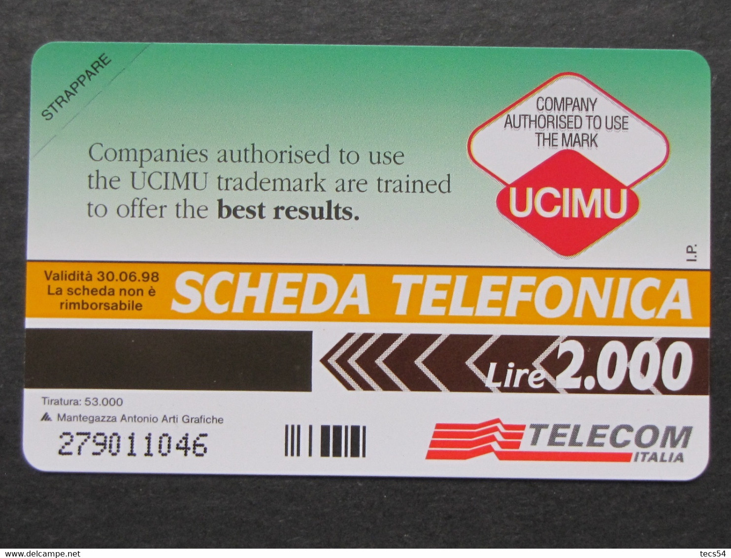 ITALIA TELECOM - 3413 C&C 313 GOLDEN - PRIVATE PUBBLICHE - UCIMU - NUOVA - Private TK - Ehrungen