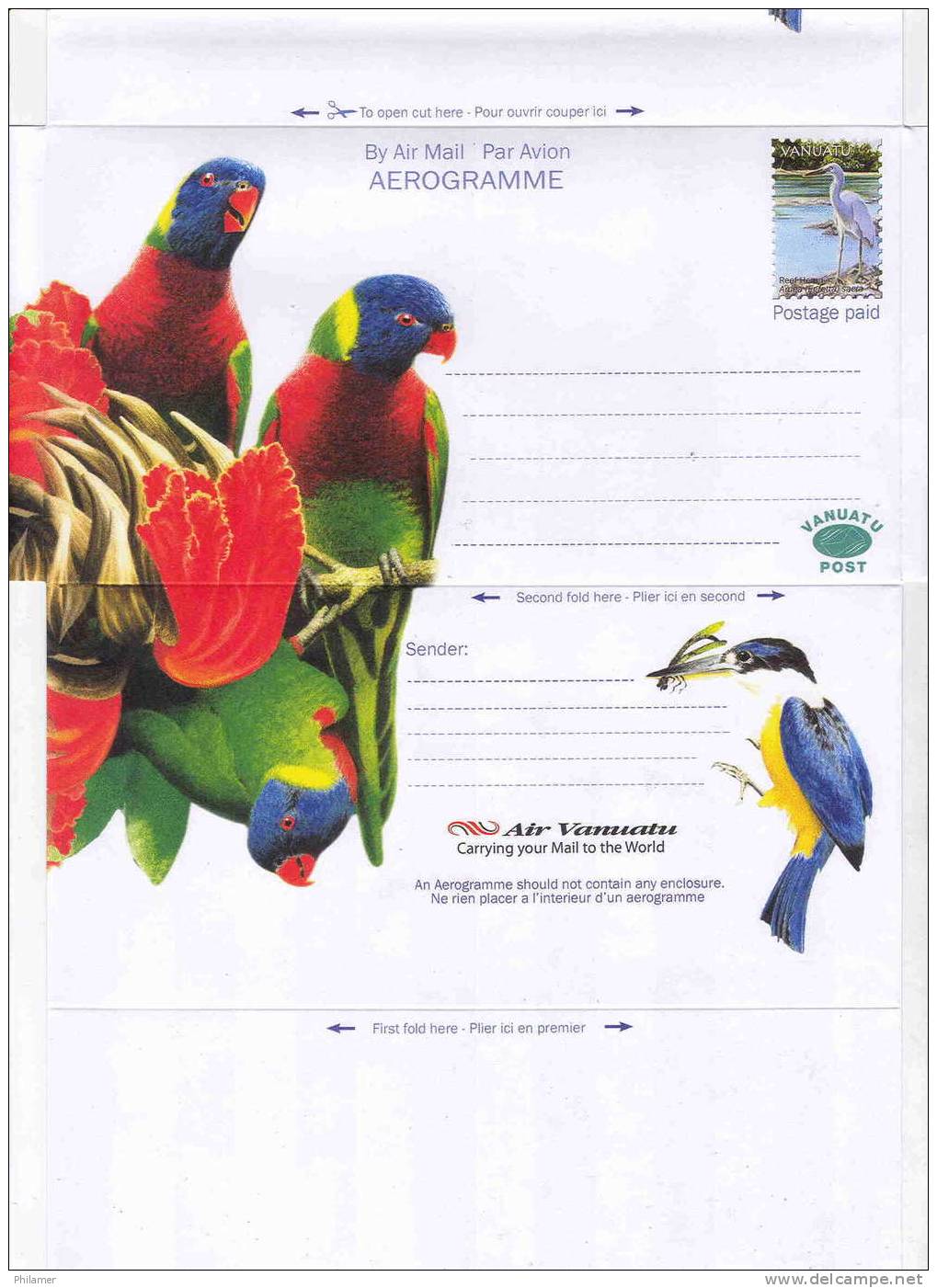 Vanuatu (nouvelles Hebrides) Pap Entier Postal Pret A Poster Aerogramme NOUVEAU Oiseau Perruche Neuf Unc TBE - Vanuatu (1980-...)