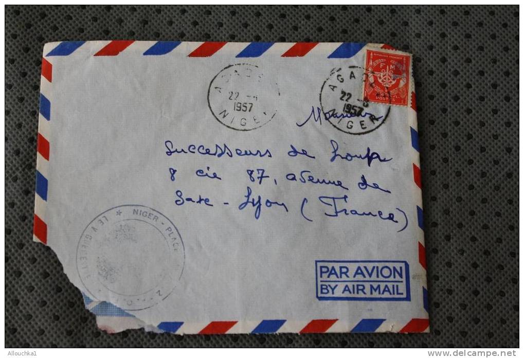 NIGER EX AFRIQUE OCCIDENTALE FRANCAISE P/ HORLOGERIE DE PRECISION LYON  AFF TIMBRE SEUL FRANCHISE MILITAIRE + CACHET - Other & Unclassified