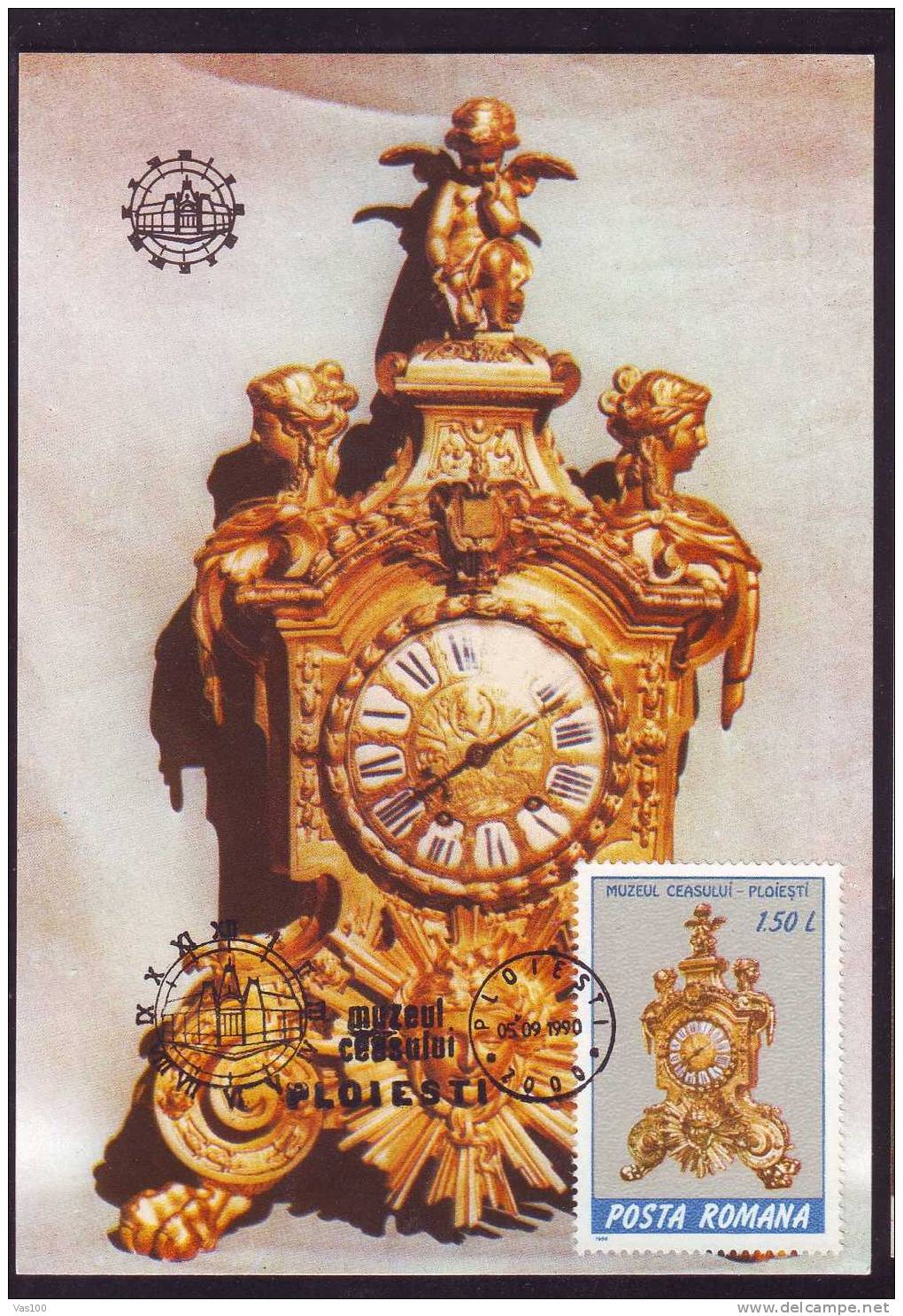 ROMANIA 1990 Maxicard,Carte Maximum ,horlogerie Watches,ANTIQUE,obliterat Ion Ploiesti. - Horlogerie