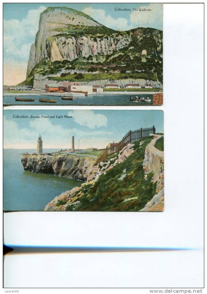(1201) - 2 Old Gibraltar Postcard - Lighthouses - Galleries - Gibraltar