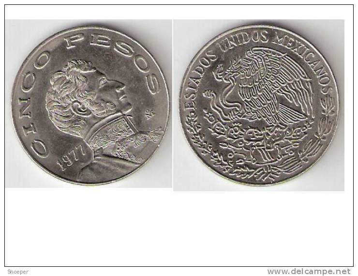 Mexico,5 Pesos 1977,km472,xf+ - México