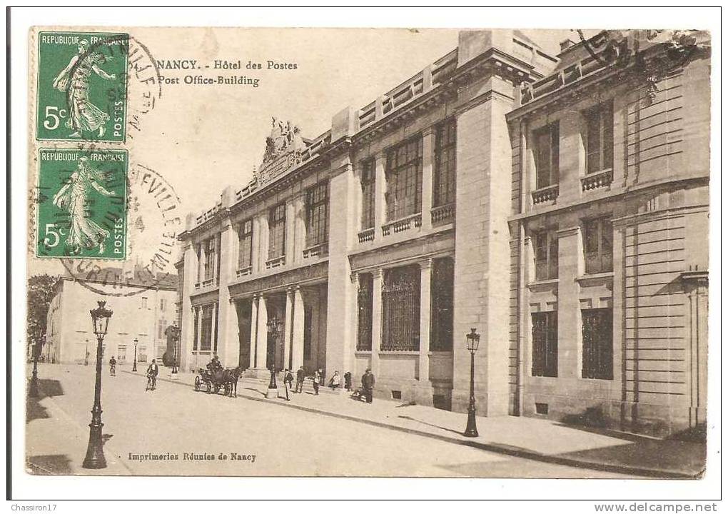 54 -   NANCY  -   Hôtel Des Postes - Animée Attelage - Nancy