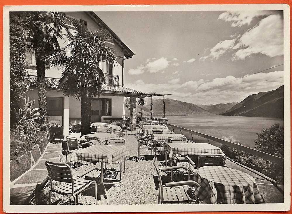 Sc129 Brissago Lago Maggiore Hotel Bella-Vista.Timbrée 1943 (?),mais Pas Circulé.Bischof,Brissago 283,Grand Format - Brissago